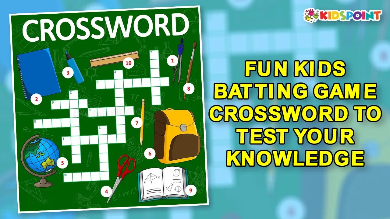 fun kids batting game crossword to test your knowledge