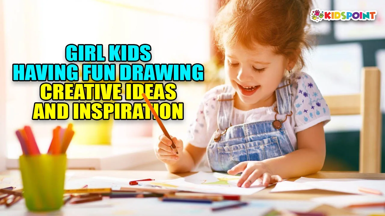 girl kids having fun drawing creative ideas and inspiration