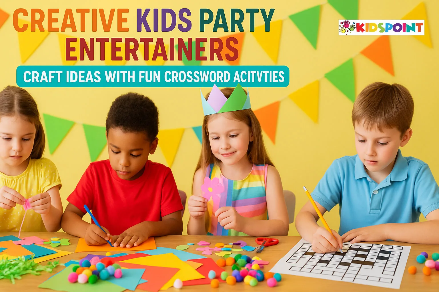 Creative Kids Party Entertainers Craft Ideas with Fun Crossword Activities